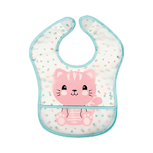 Babador infantil impermeável com bolso gatinho buba