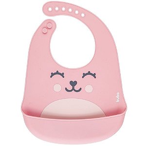 Babador de silicone infantil gumy buba rosa