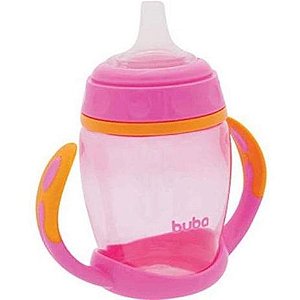 copo infantil de treinamento com alça removível 250ml buba rosa