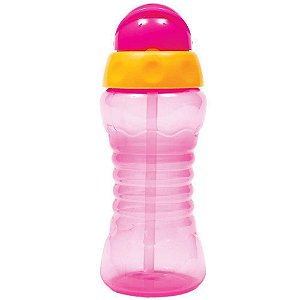 Garrafinha infantil fresh com canudo em silicone rosa buba