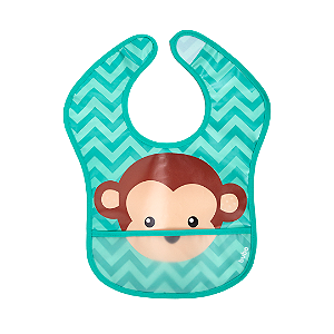 Babador impermeável para bebês com bolso macaco buba