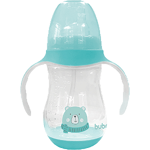 Copo de transição com bico em silicone e alça ursinho azul buba