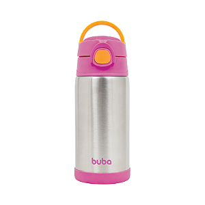 Garrafa térmica infantil em inox buba 400ml rosa