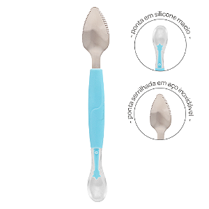 Colher 2 em1 raspa frutinha azul buba