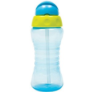 Garrafinha infantil fresh com canudo em silicone azul buba