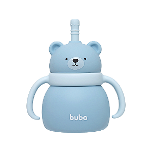 Copo em silicone com canudo ursinho azul buba