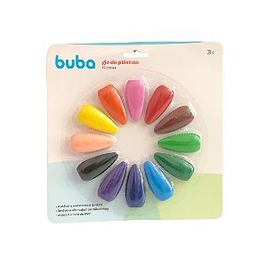 Giz de plástico 12 cores buba