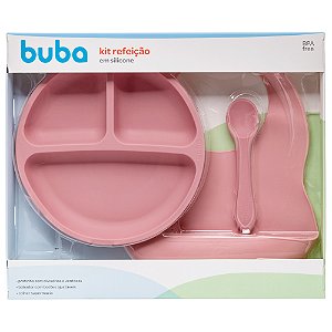Kit introdução alimentar em silicone rosa buba