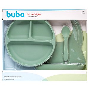 Kit introdução alimentar em silicone verde buba