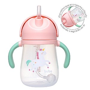 Copo com canudo magic unicornio Buba