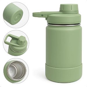 Garrafa térmica em inox sem canudo 350ml verde claro