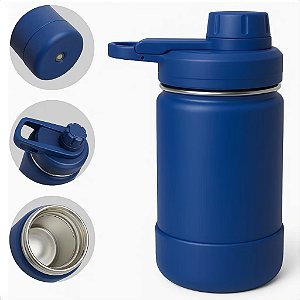 Garrafa térmica em inox sem canudo 350ml azul marinho