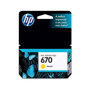 Cartucho HP 670 Amarelo Original CZ116AB Para HP Deskjet 4615, 4625, 5525 CX 1 UN