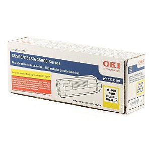 Cartucho de Toner Okidata 43381901Amarelo C5500 C5500N C5800N C5800LDN - 2000 Pgs Original