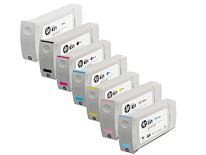 Kit 7 Cartuchos HP 831A Original CMYK + Cartucho HP Latex 831 Otimizador de Tinta 775ML CZ706A