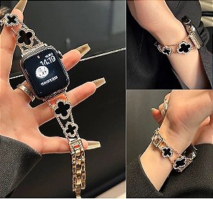 Pulseira De Relógio Corrente De Trevo Para 38mm 40mm 41mm Metal iWatch