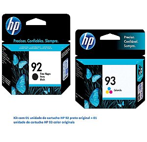 Kit  com 01 Cartucho HP 92 Preto C9362WB + 01 Cartucho HP 93 Tricolor C9361WB Original