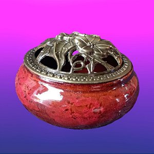 INCENSARIO METAL/PORCELANA VERMELHO