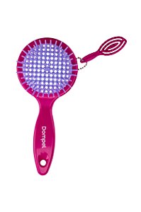 Escova Profissional de Cabelo Favo Redonda para Cachos e Definidora Rosa Escuro + Chaveiro Dompel