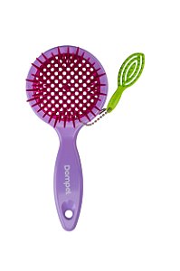 Escova Profissional de Cabelo Favo Redonda para Cachos e Definidora Violeta + Chaveiro Dompel