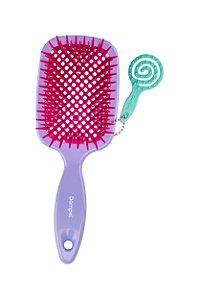 Escova de Cabelo Favo Reta para Cachos Violeta + Chaveiro