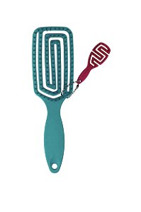 Escova de Cabelo Inca para Cachos Verde Escuro + Chaveiro
