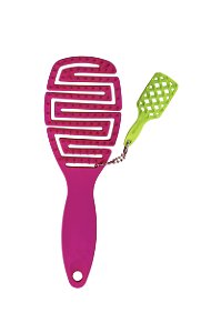 Escova de Cabelo Maya para Cachos Rosa escuro + Chaveiro