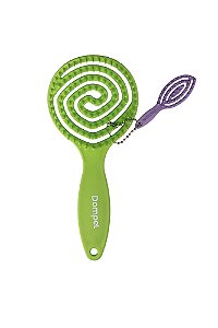 Escova de Cabelo Pirulito para Cachos Verde Limão+ Chaveiro