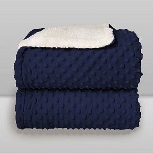 Cobertor Infantil 0,90X1,10 Sherpa Dots Azul Navy