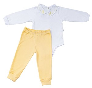 Conjunto Body e Calca Luxo Menino Amarelo D`bella for Baby