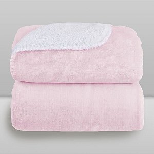 Cobertor Microfibra Plush com Sherpam Rosa - Laço Bebê