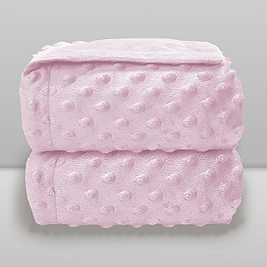 Cobertor Infantil 0,90X1,10 Dots Liso Rosa Bebê