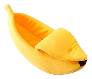 Cama e Toquinha Pets Banana Amarela para Cães e Gatos