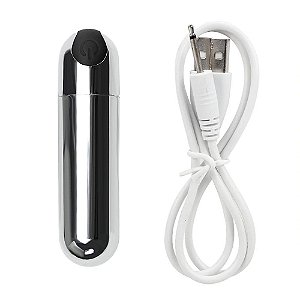 Mini Massageador Recarregável Power Bullet Prata