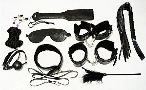 Kit 10 Pcs Bondage Bdsm Submissão Fetiche Chicote Palmatória