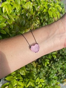 Colar Coração Fusion Rosa M em Ródio Negro