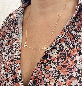 Colar Borboletas Folheado em Ouro 18k
