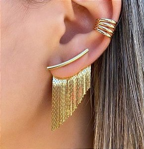 Brinco Franja Folheado em Ouro 18k