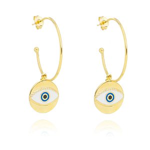 Brinco Argola Olho Grego Folheado em Ouro 18k