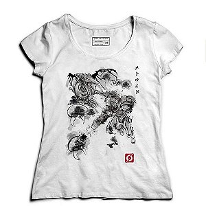 Camiseta Feminina Samus Aran Metroid- - Loja Nerd e Geek - Presentes Criativos