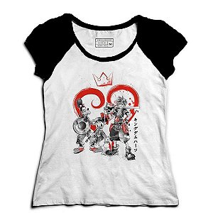 Camiseta Feminina Raglan Kingdom Hearts - Loja Nerd e Geek