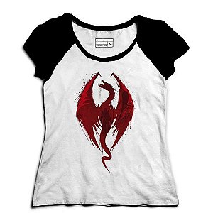 Camiseta Feminina Raglan Red Dragon - Loja Nerd e Geek