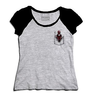 Camiseta Feminina Raglan Mescla Bolso Mascara - Loja Nerd e Geek