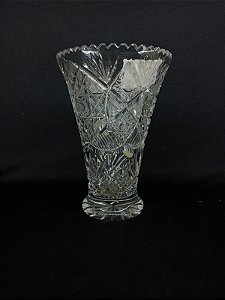 Vaso de Cristal Lapidado Tcheco