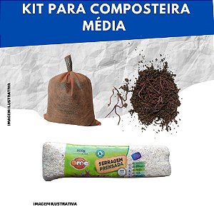 KIT Refil Compostagem M — Minhocas + Cama de Minhocas + Serragem