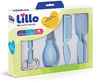 Kit De Higiene Para Recém Nascido - Lillo Aspirador/Tesoura/Escova e Pente/ Infantil Azul
