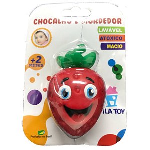 Chocalho Mordedor Vila Toy Morango Vermelho