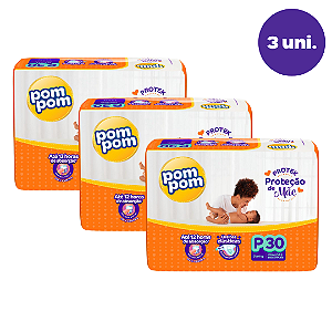 Kit 3 Pacotes Fralda Descartável Infantil Pom Pom Derma Protek Jumbo