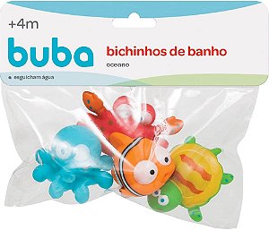 Kit 4 Bichinhos para Banho Oceano Animais Marinhos Esguicham Água Diversão Infantil Baby - Buba