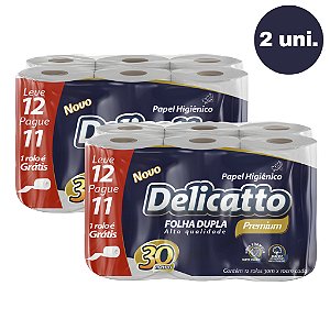 Kit 2 Papel Higiênico Delicatto Folha Dupla Premium 12 rolos 30m Revenda